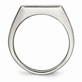 Sophia Jewelers Polished Black Enamel CZ Stainless Steel Signet Ring